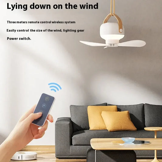 Portable Ceiling Fans Rechargeable LED Electric Fan Night Lamp Home Outdoor Camping Tent Hanging Fan Light with Remote Control