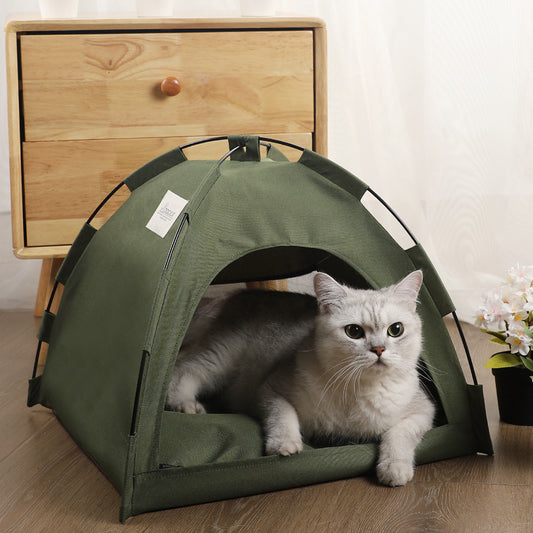 SmartNest™ minimalist pet tent featuring a stylish Scandi design and cozy cotton cushion, providing a serene sanctuary for beloved pets.