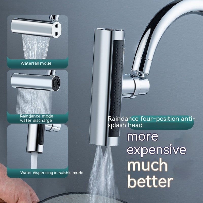 SmartNest™ Four-speed Flying Rain Waterfall Tap installed on a modern kitchen sink, featuring a sleek chrome finish and integrated LED temperature display.