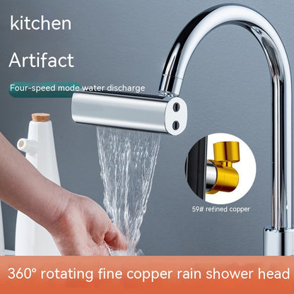 Close-up of the SmartNest™ waterfall faucet mode, showing a wide, gentle water flow perfect for washing delicate vegetables and fruits without splashing.