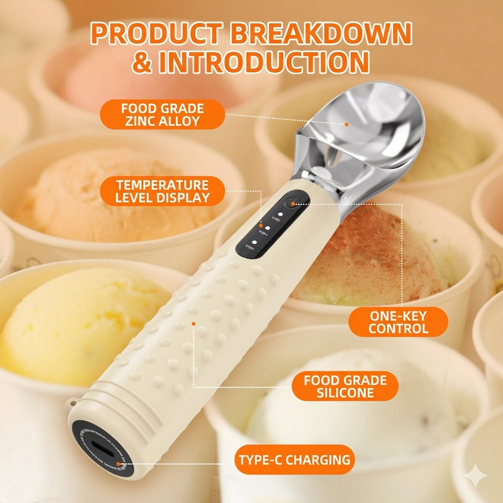 Best-selling three-temperature-controlled electric ice cream scoop