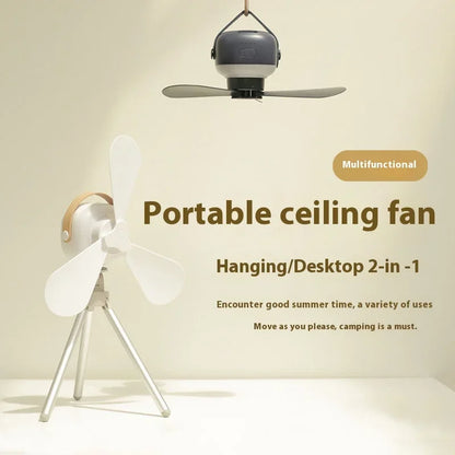 Tragbare Deckenventilatoren Wiederaufladbarer LED-Elektroventilator Nachtlampe Zuhause Outdoor Camping Zelt Hängeventilator Licht mit Fernbedienung