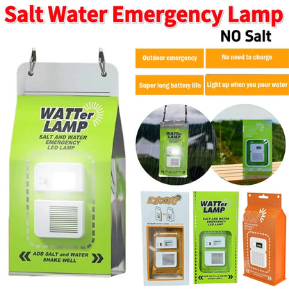 LED Salt Water Emergency Lamp Portable Camping Lamp Waterproof Salt Water Light for Outdoor Camping Night Fishing Lamp Reusable