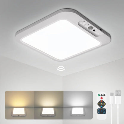 Wiederaufladbare, batteriebetriebene Deckenleuchte, kabellose Duschlampe mit Bewegungssensor für den Innenbereich und Fernbedienung, 3000K 4500K 6500K für Zimmer