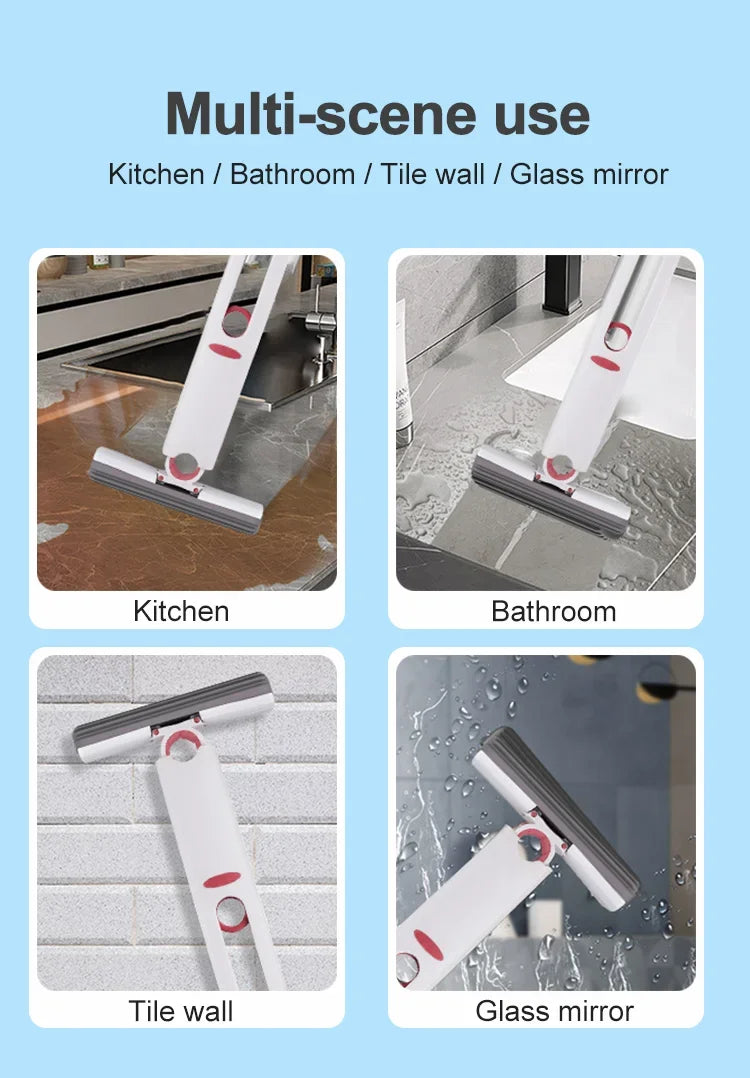 Mini Handheld Mop Folding Powerful Squeeze Home Cleaning Mops with Sponge Self-squeezing Floor Washing Mops Desk Window Car