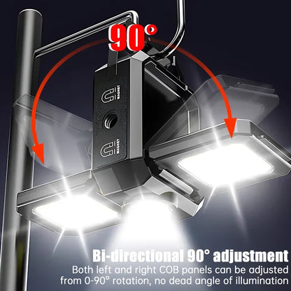 Demonstration of the 90-degree foldable light panels providing adjustable, flexible illumination.