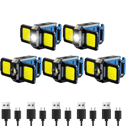 Mini-Taschenlampe Schlüsselanhänger COB Arbeitsleuchte USB wiederaufladbare Lampe mit 90° klappbaren Seitenlichtern superhelle tragbare Laternen