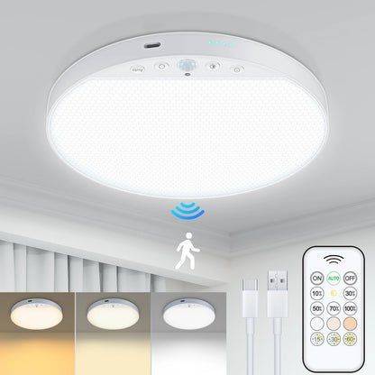 Rechargeable Wireless Motion Sensor Ceiling Light with Remote 