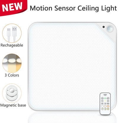 Rechargeable Wireless Motion Sensor Ceiling Light with Remote 