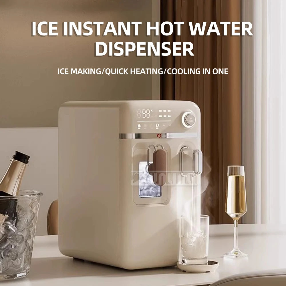 Demonstrating the 3-second instant hot water feature for making tea and coffee with 6-level adjustable water volume.