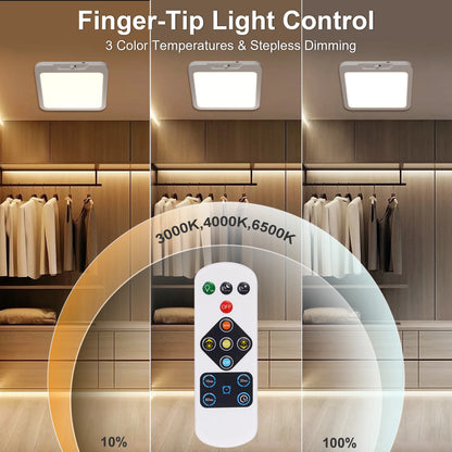 Wiederaufladbare, batteriebetriebene Deckenleuchte, kabellose Duschlampe mit Bewegungssensor für den Innenbereich und Fernbedienung, 3000K 4500K 6500K für Zimmer