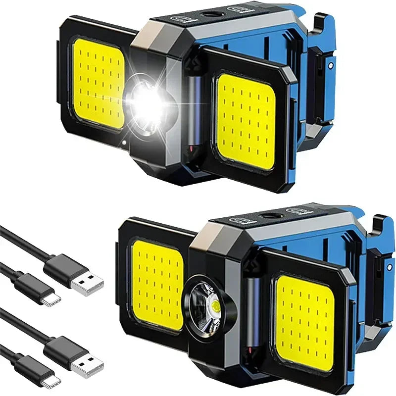 Mini-Taschenlampe Schlüsselanhänger COB Arbeitsleuchte USB wiederaufladbare Lampe mit 90° klappbaren Seitenlichtern superhelle tragbare Laternen